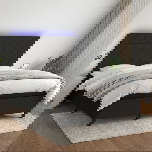 The Living Store Box spring postelja z vzmetnico LED črna 140x200 cm blago - Box Spring Postelja, (21517945) Slike