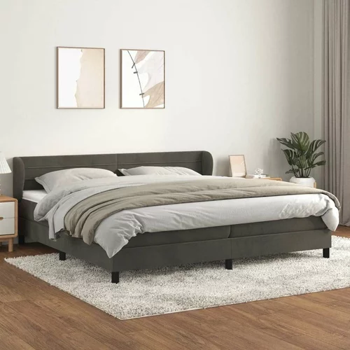  Box spring postelja z vzmetnico temno siva 200x200 cm žamet, (20726557)