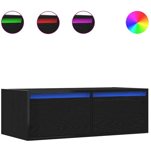 Maison Chic TV omarica - TV stojalo - Televizijska omarica z LED lučkami črna hrast 75x35,5x25 cm, (21700353) Slike