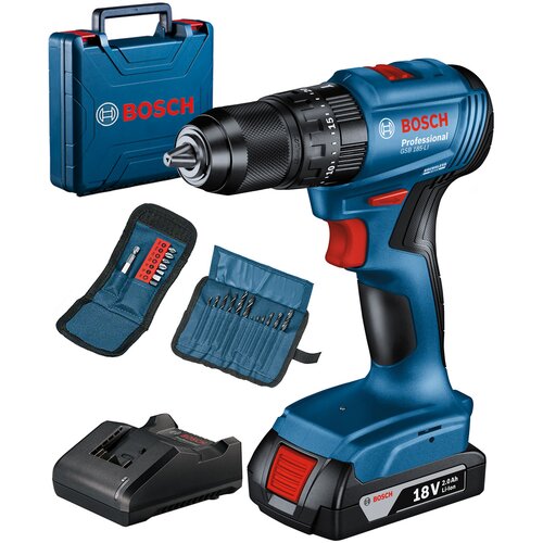 Bosch GSB 185-Li Akumulatorska vibraciona bu&scaron;ilica - odvrtač 18V, 1x2,0 Ah + 23-delni set pribora u koferu 06019K3102 Cene