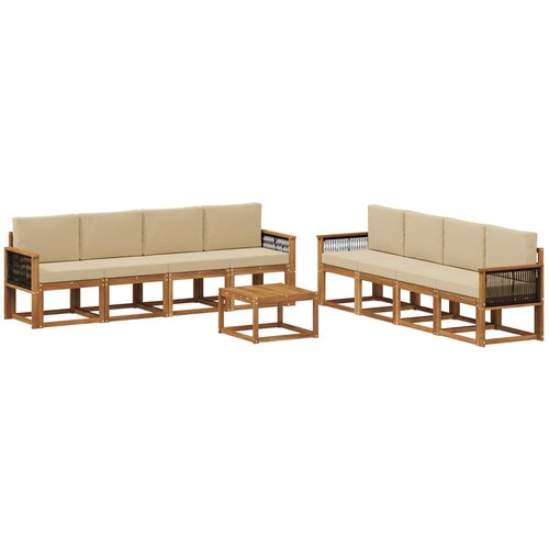 vidaXL Zunanja garnitura za sedenje z blazino 7 pcs Naravna, (5000280532) Cene