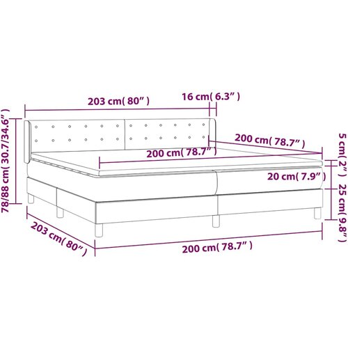  Krevet s oprugama i madracem tamnosmeđi 200x200 cm od tkanine Slike