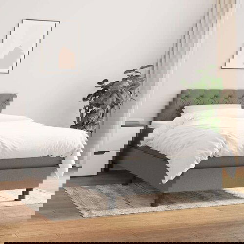  Okvir kreveta s oprugama i madrac tamnosivi 80x200cm od tkanine Slike