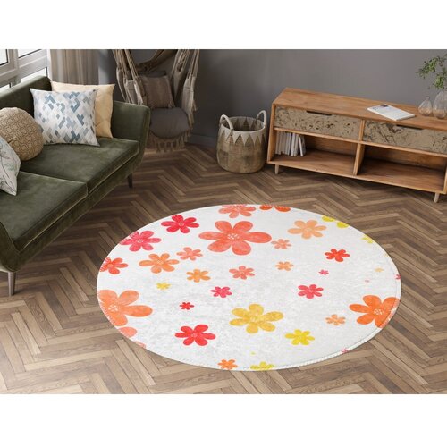Vitaus Oranžna/slonoko&amp;scaron;čena pralna otro&amp;scaron;ka preproga &amp;oslash;120 cm Fall Flowers &amp;ndash; Slike