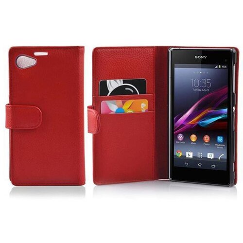 Cadorabo Ohi&scaron;je, združljivo z Sony Xperia Z1 COMPACT v rdeče sladkorno jabolko - Za&scaron;čitni ovitek iz teksturiranega umetnega usnja in žep za kartice, (20551734) Cene