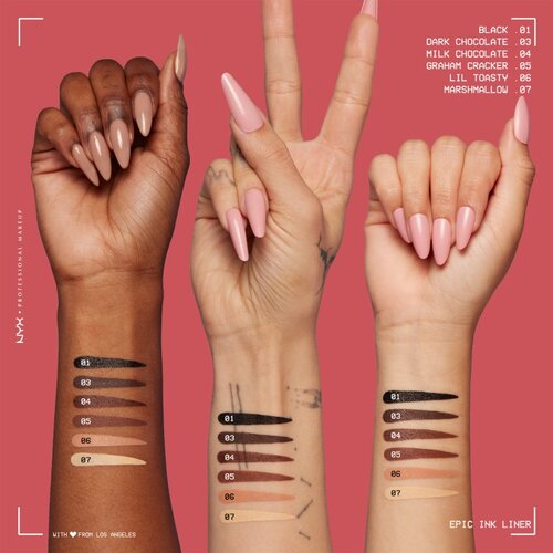 NYX Professional Makeup Epic Ink precizno vodoodporno črtalo odtenek Dark Chocolate 1 ml Slike