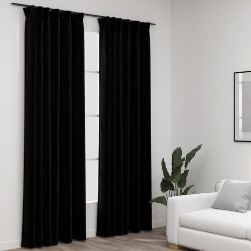 vidaXL Zatemnitvene zavese z obešali 2 kosa črne 140x245 cm, (20767905) Cene