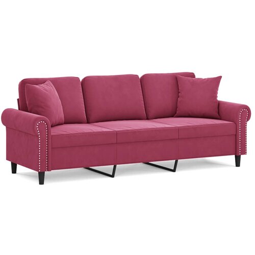 Maison Chic kavč - Sofa - Kanape trosed z okrasnimi blazinami vinsko rdeč 180 cm žamet, (21727655) Cene