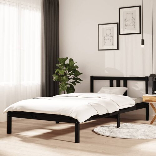  Okvir za krevet od masivnog drva crni 100 x 200 cm Cene