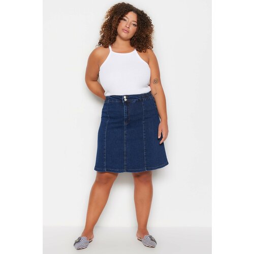 Trendyol Curve Plus Size Skirt - Blue - Mini Slike
