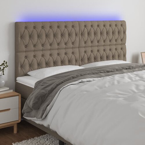 VidaXL LED posteljno vzglavje taupe 200x7x118/128 cm blago Slike
