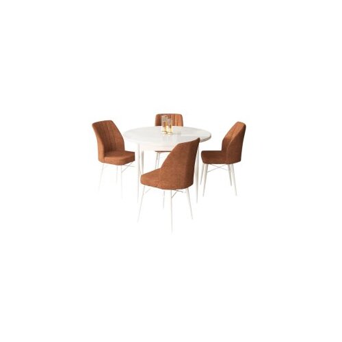 Hanah home rox - white, tile red whitetile red dining table & chairs set (5 pieces) Cene