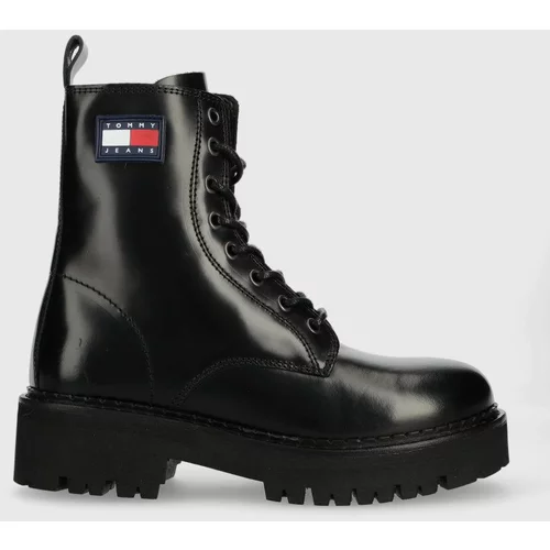 Tommy Jeans Kožne čizme Urban Lace Up Boot za žene, boja: crna, s platformom