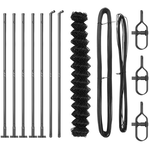 vidaXL Ograda od lanca s 7 postolja s prirubnicom 1.5x10 m Galvanizirani čelik Cijene