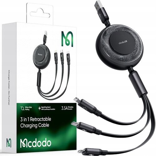McDodo 3V1 IZVLEČNI KABEL USB HITRO POLNJENJE USB-C STRELA MIKRO 66W, (21748104) Cene