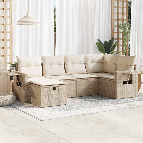 vidaXL 6-dijelni set vrtnih sofa s jastucima bež od poliratana Cijene