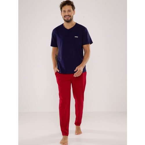 De Lafense Pyjamas 624 Kevin kr/r S-2XL men&amp;#039;s navy-burgundy 203 Slike