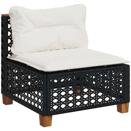 7-dijelni set vrtnih sofa od poliratana s jastucima crni Slike