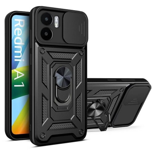 Onasi Silikonski ovitek Armor Ring z za&amp;scaron;čito kamere za Xiaomi Redmi A1 - črn Slike