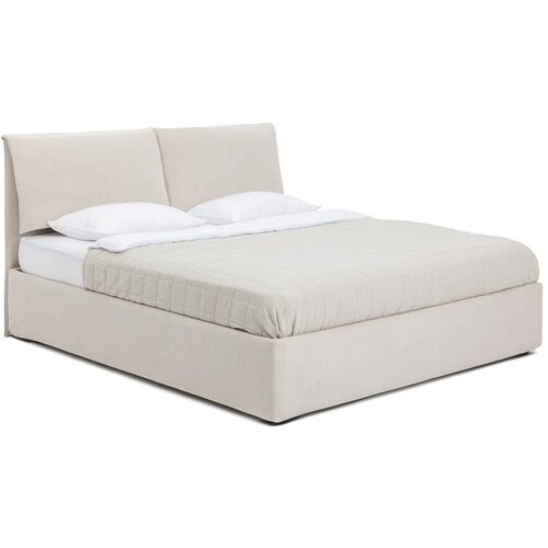 Bonami Selection Bež oblazinjena zakonska postelja s prostorom za shranjevanje z letvenim dnom 180x200 cm Thessa Pillow – Cene