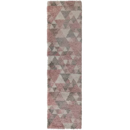 Flair Rugs Rožnato-siva preproga Nuru, 60 x 230 cm
