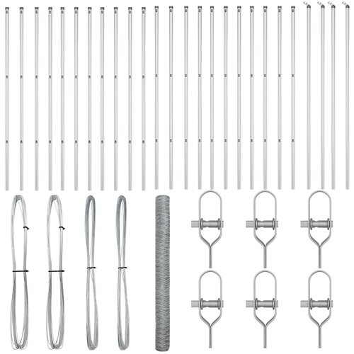 vidaXL Heksagonalna ograja 1.5x50 m Galvanizirano jeklo, Stebrički ograje 13 kos Ø32 mm 200 cm Galvanizirano jeklo Cene