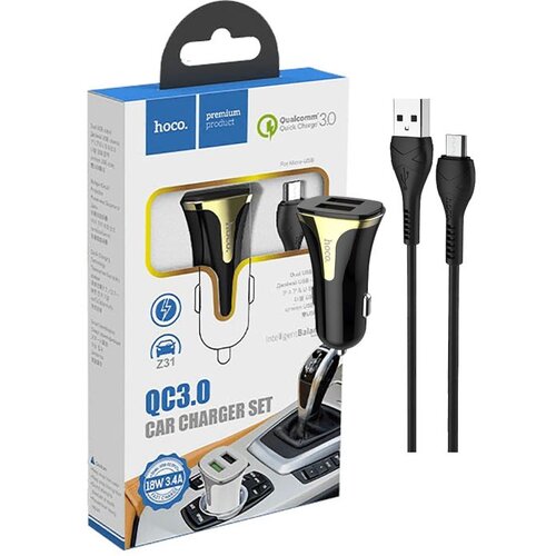 Hoco. Auto punjač sa microUSB kabelom, QC, 2 x... Slike