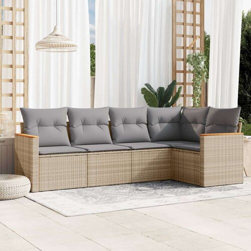  5-dijelni set vrtnih sofa s jastucima bež od poliratana Slike