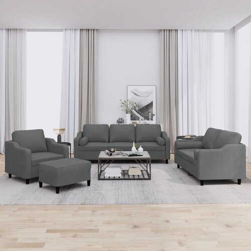  4-dijelni set sofa s jastucima tamnosivi od tkanine Cijene