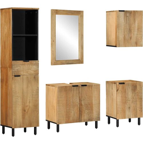 vidaXL 5 kosov kopalni&scaron;kega pohi&scaron;tva Brown Solid Wood Mango Cene