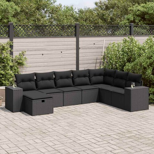 vidaXL 8-dijelni set vrtnih sofa od poliratana s jastucima crni Cijene