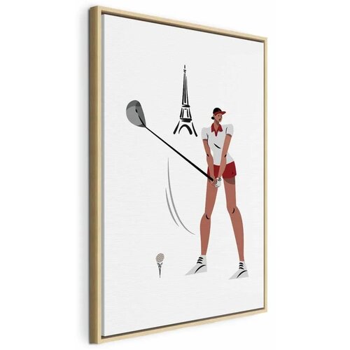  Slika - Female Golfer With the Eiffel Tower in the Background - Illustration 60x90 U prirodnom drvenom okviru Cene