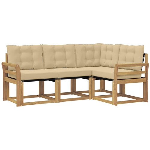 vidaXL Zunanja garnitura za sedenje z blazino 4 pcs Bela in bež, (5000279793) Cene