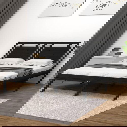 The Living Store Posteljni okvir črn iz trdnega lesa 200x200 cm - Posteljni Okvir, (21527037) Slike