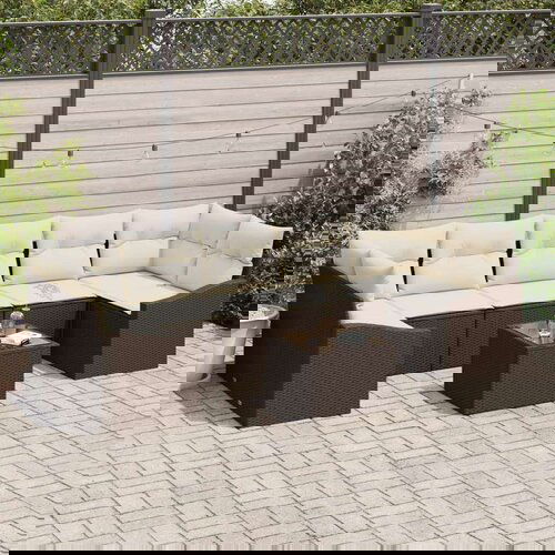  Set od 8 vrtnih sofa s jastučićima smeđi poli ratan Cijene