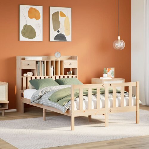 vidaXL Krevet s regalom za knjige bez madraca 135x190 cm od borovine Cene