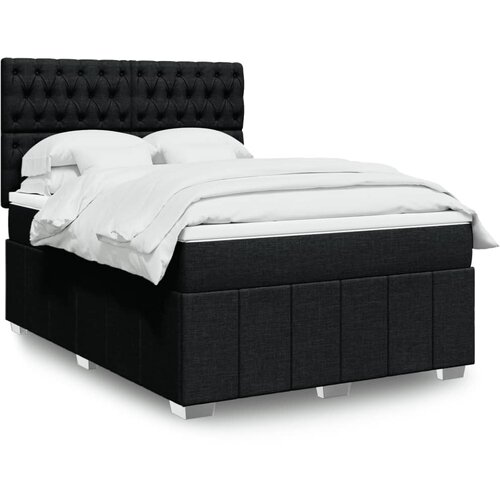vidaXL Box spring postelja z vzmetnico črna 140x200 cm blago Cene