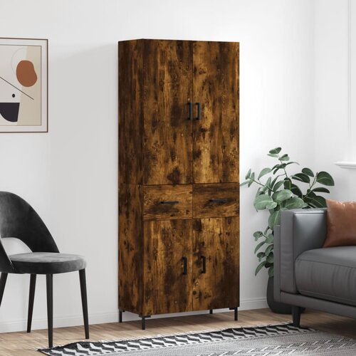 vidaXL Visoka komoda dimljeni hrast 69 5x34x180 cm konstruiranog drva Cijene