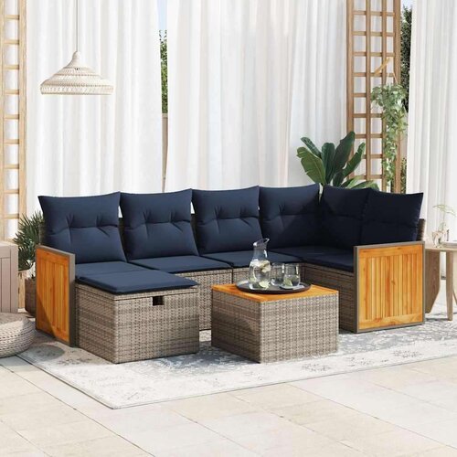  Vrtna garnitura - 7-dijelni set vrtnih sofa sivi od poliratana - Siva sa spremištem 5 Cijene