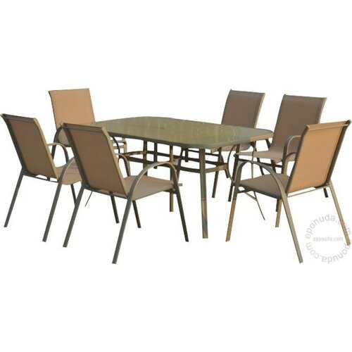 Bastenski set COMO - Sto + 6 stolica metalni Bež Slike