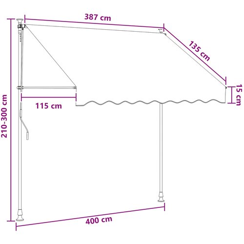  Ručno sklopiva tenda &amp;Scaron;areni 400 x 115 x 300 cm Slike