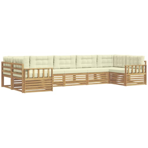 vidaXL Zunanja garnitura za sedenje z blazino 7 pcs Bela in krem, (5000281659) Cene