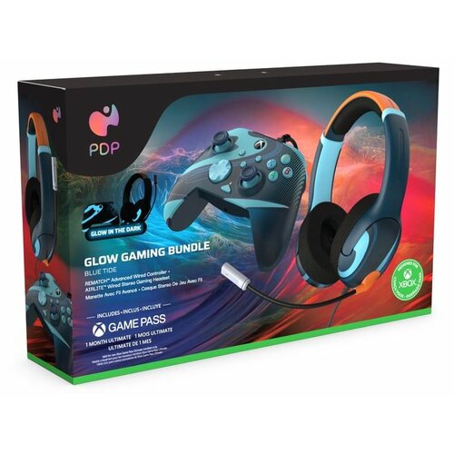 Pdp xbx rematch wired controller + airlite wired headset bundle - blue tide Slike