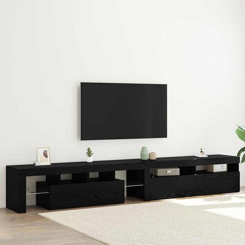 TV ormar 2 pcs Crni hrast 260 x 37 x 40 cm Konstruirano drvo Cene
