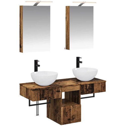  Set ormarića za kupaonicu 5 pcs Staro drvo 40 x 10,5 x 60,5 cm Cene