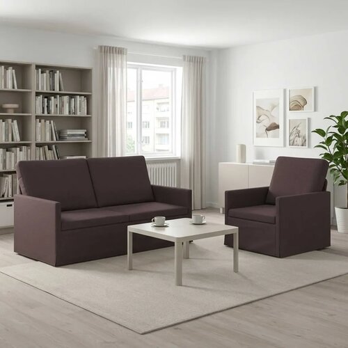  Set sofe 2 pcs Tamno smeđa Tkanina - Tamno smeđa Jednostruka + Dvostruka (140 cm) Cene