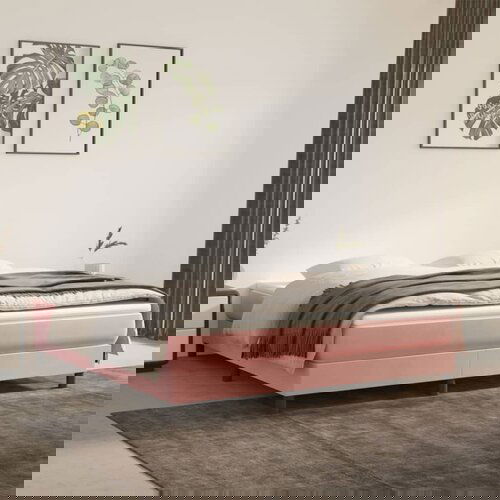 The Living Store Box spring postelja z vzmetnico roza 180x200 cm žamet - Box Spring Postelja, (21492960) Cene