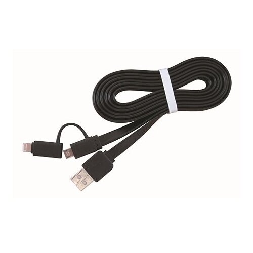  USB 2,0 kabal charging combo cable microUSB + iPhone, black, 1 m, FLAT GEMBIRD CC-USB2-AMLM2-1M Cene