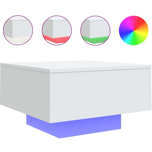 Maison Chic Klubska mizica - kavna mizica - Nizka mizica z LED lučmi bela 55x55x31 cm, (21752361) Slike