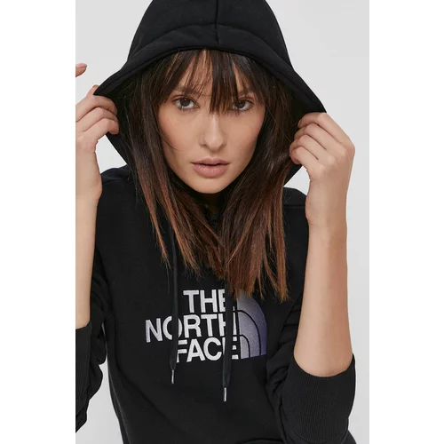 The North Face Bombažna mikica ženska, črna barva, s kapuco